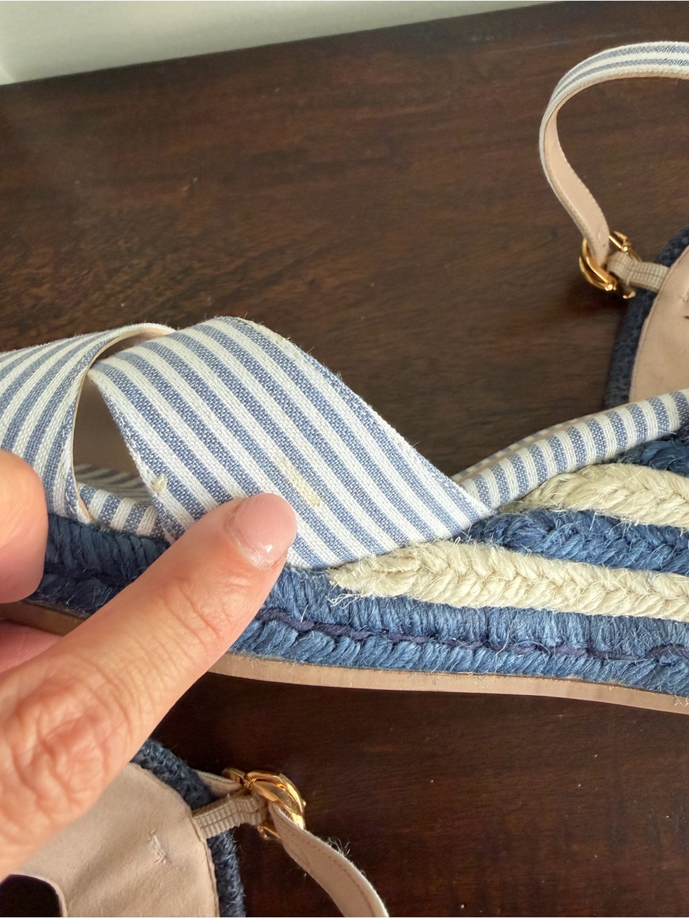 NWOT Stuart Weitzman Mirela Nautical Stripe Wedge - Picture 8 of 9